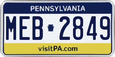 PA license plate MEB2849