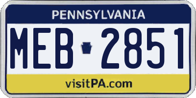 PA license plate MEB2851