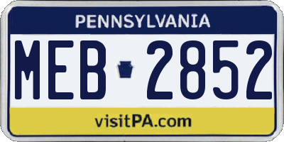 PA license plate MEB2852