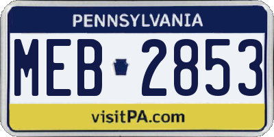 PA license plate MEB2853