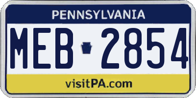 PA license plate MEB2854