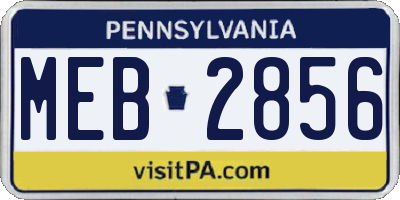 PA license plate MEB2856