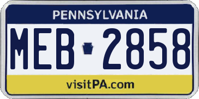PA license plate MEB2858