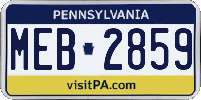 PA license plate MEB2859