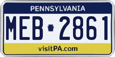 PA license plate MEB2861