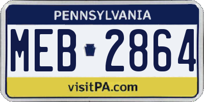 PA license plate MEB2864