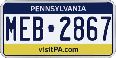 PA license plate MEB2867