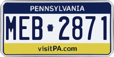 PA license plate MEB2871
