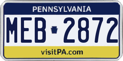 PA license plate MEB2872