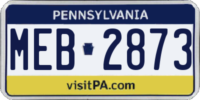 PA license plate MEB2873