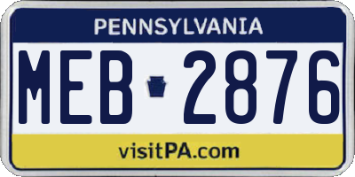 PA license plate MEB2876