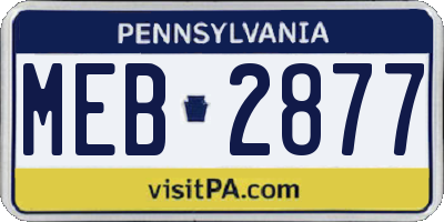PA license plate MEB2877