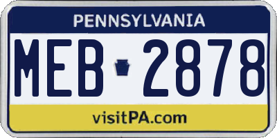 PA license plate MEB2878