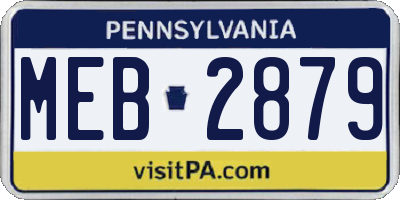 PA license plate MEB2879