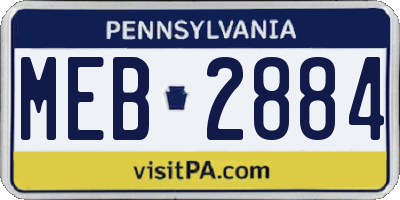 PA license plate MEB2884