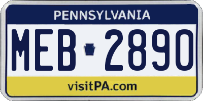 PA license plate MEB2890