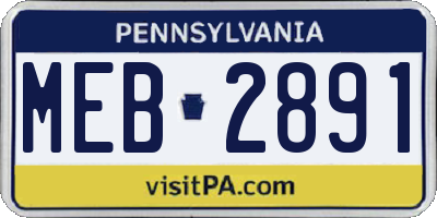 PA license plate MEB2891