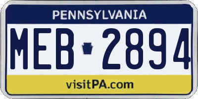 PA license plate MEB2894