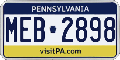 PA license plate MEB2898