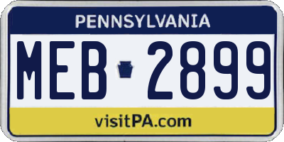 PA license plate MEB2899