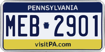 PA license plate MEB2901