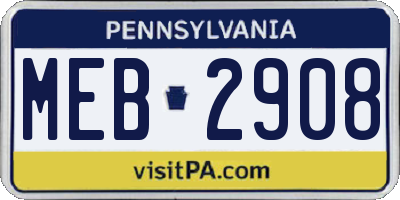PA license plate MEB2908