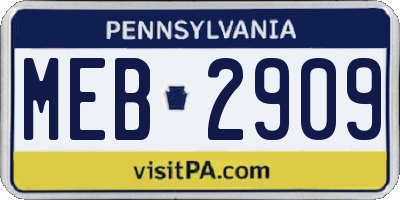 PA license plate MEB2909