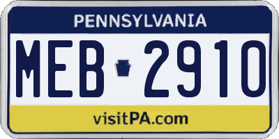 PA license plate MEB2910