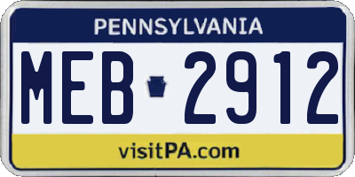 PA license plate MEB2912