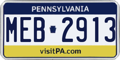 PA license plate MEB2913