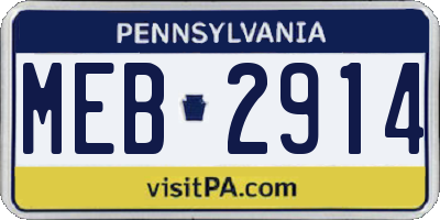 PA license plate MEB2914