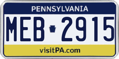 PA license plate MEB2915