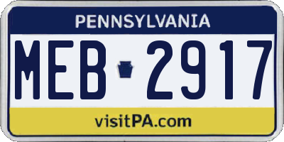 PA license plate MEB2917