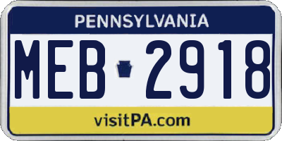 PA license plate MEB2918