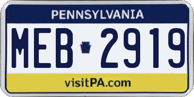 PA license plate MEB2919