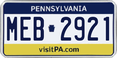 PA license plate MEB2921