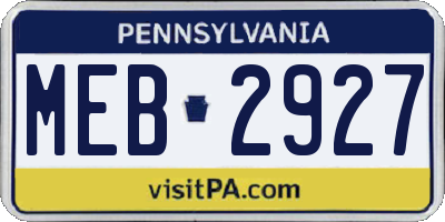 PA license plate MEB2927