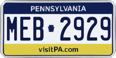 PA license plate MEB2929