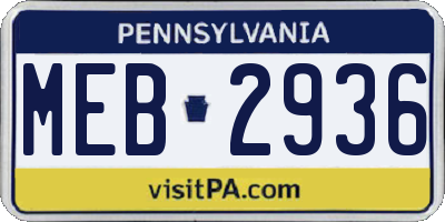 PA license plate MEB2936