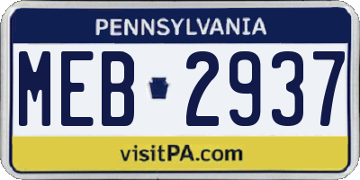 PA license plate MEB2937