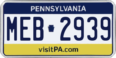 PA license plate MEB2939