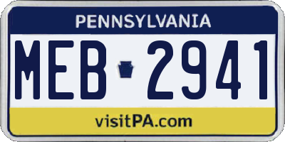 PA license plate MEB2941
