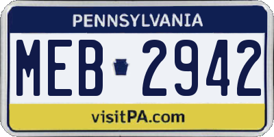PA license plate MEB2942