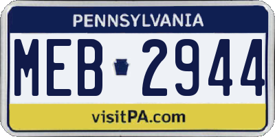 PA license plate MEB2944