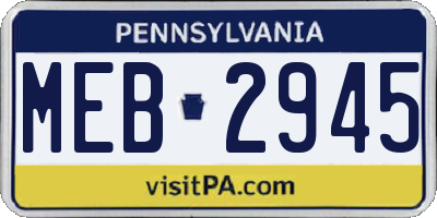 PA license plate MEB2945