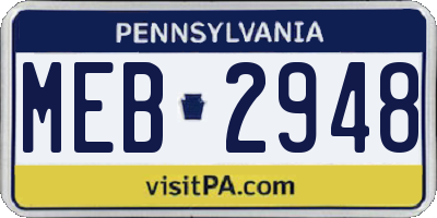 PA license plate MEB2948