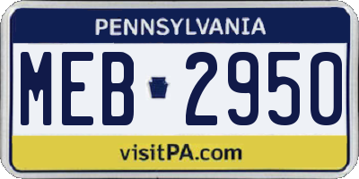 PA license plate MEB2950