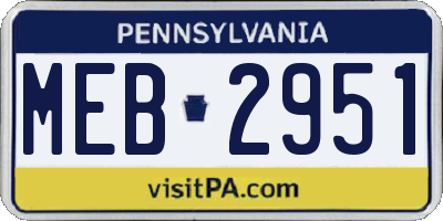 PA license plate MEB2951