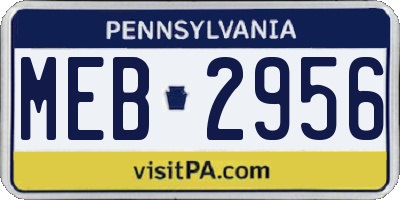 PA license plate MEB2956