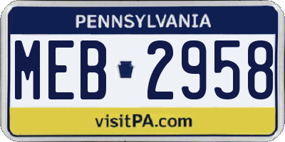 PA license plate MEB2958